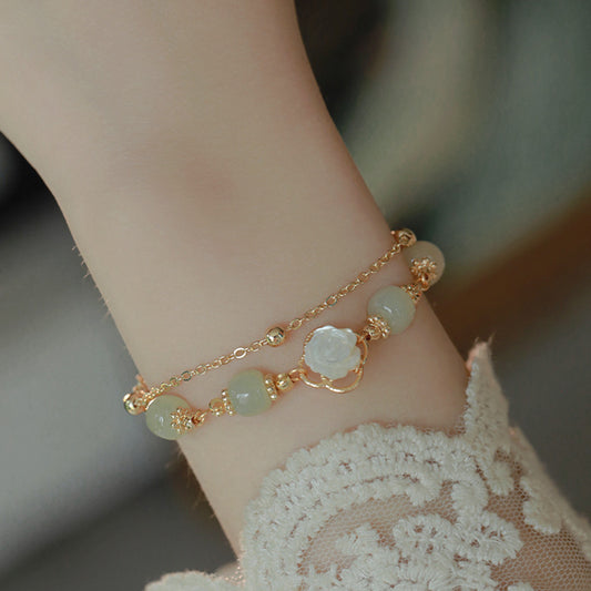 Spring Rose Hetian Jade Bracelets