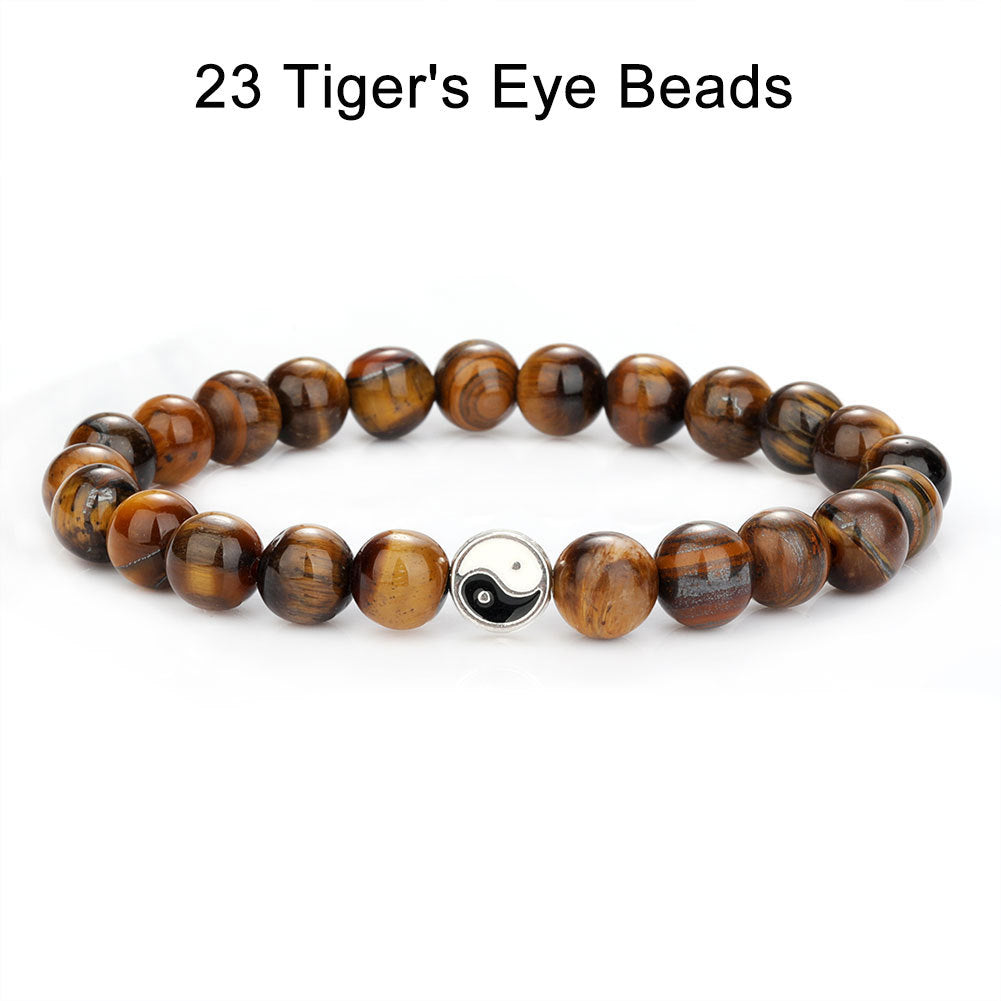 Taichi Tiger Eye Black Matte Daoism Crystal Bead Bracelets