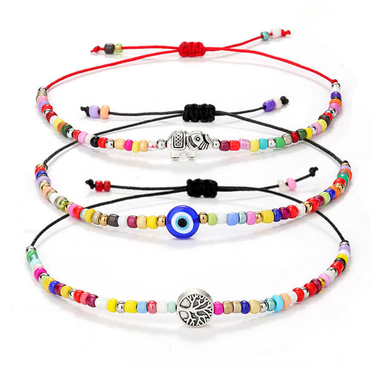 Evil Eye Life Tree Elephant Turtle Bead Bracelets