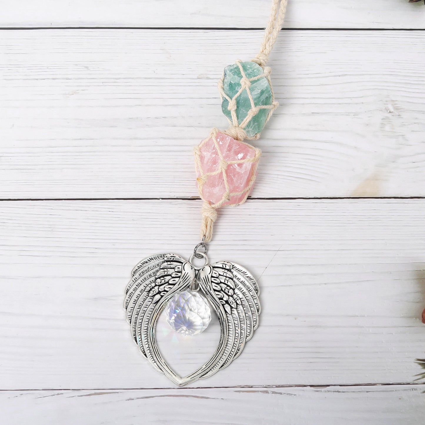 Cotton Wire Raw Stone Wrapping Suncatcher Ornaments