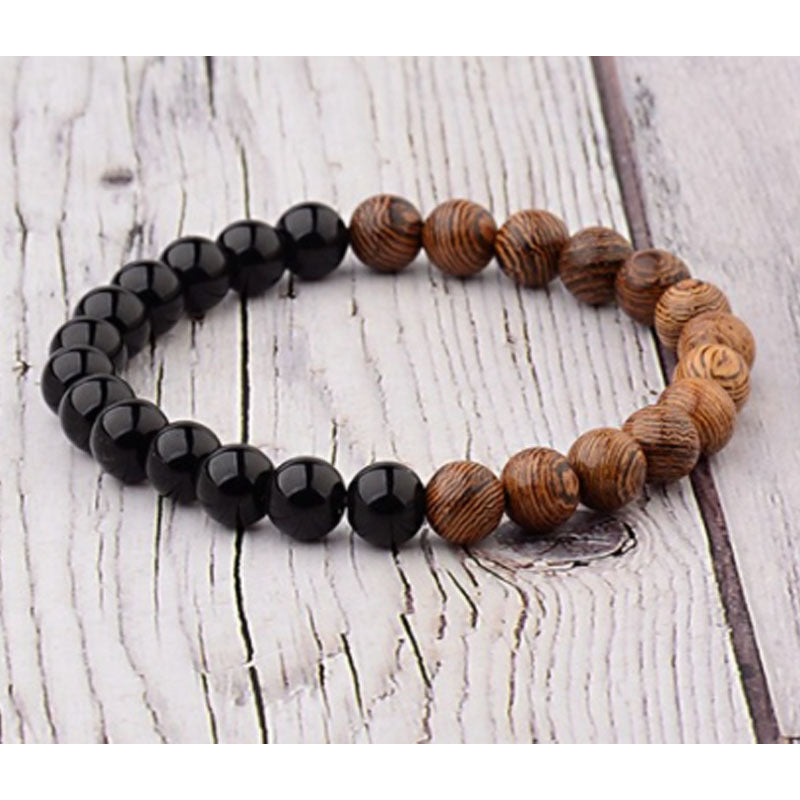 8mm Wooden Mixed Crystal Bead Bracelets
