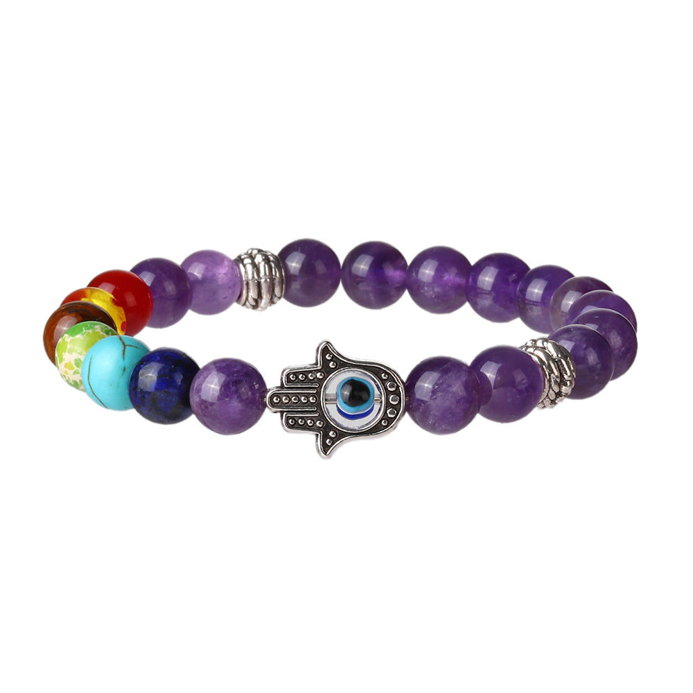 8mm Palm Eye 7 Chakra Crystal Bead Bracelets