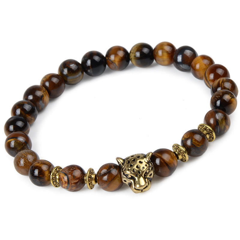8mm Leopard Cheetah Crystal Bead Bracelets
