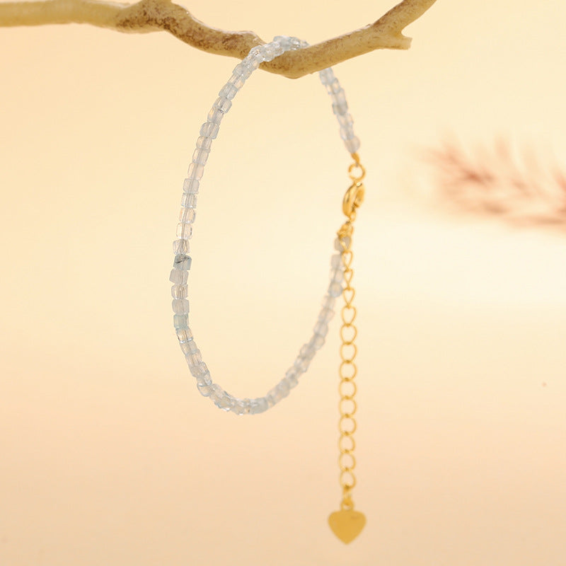 Aquamarine Cube Shape 2.5mm Facet Bracelets