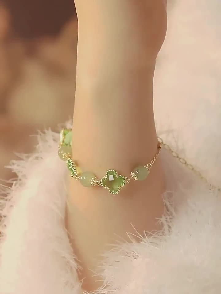 Natural Hetian Jade Wizard Lucky Clover Bracelets