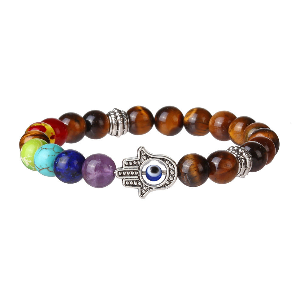 8mm Palm Eye 7 Chakra Crystal Bead Bracelets