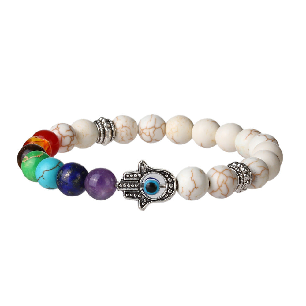 8mm Palm Eye 7 Chakra Crystal Bead Bracelets