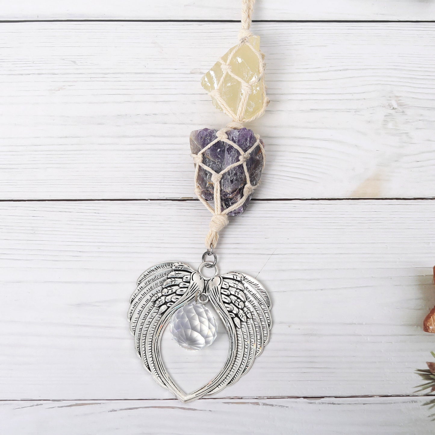 Cotton Wire Raw Stone Wrapping Suncatcher Ornaments