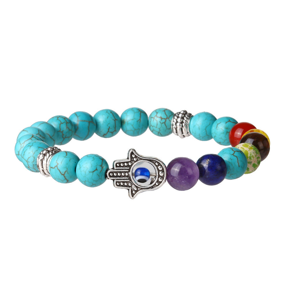 8mm Palm Eye 7 Chakra Crystal Bead Bracelets