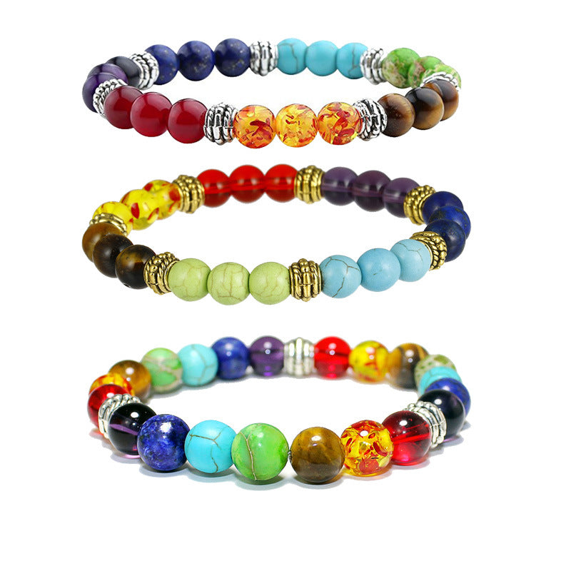 7 Chakra Rainbow Color Mixed Bead Bracelets