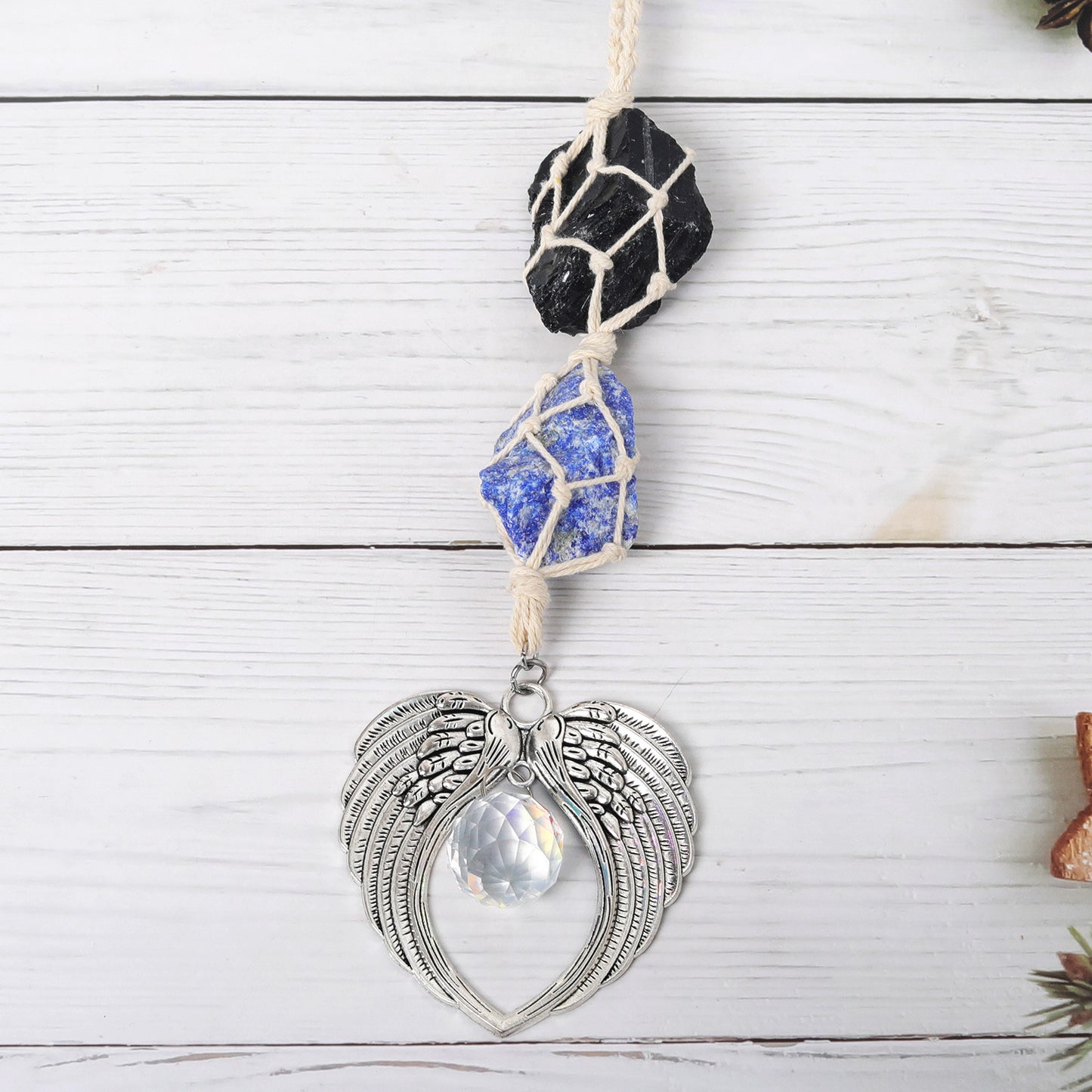 Cotton Wire Raw Stone Wrapping Suncatcher Ornaments