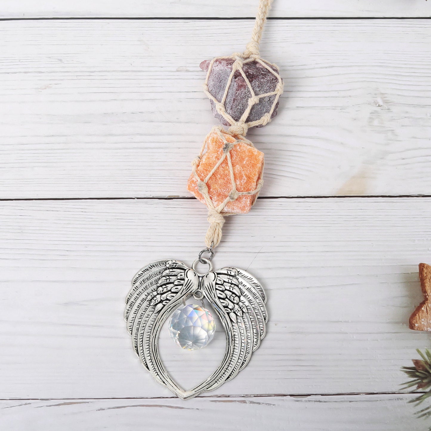Cotton Wire Raw Stone Wrapping Suncatcher Ornaments