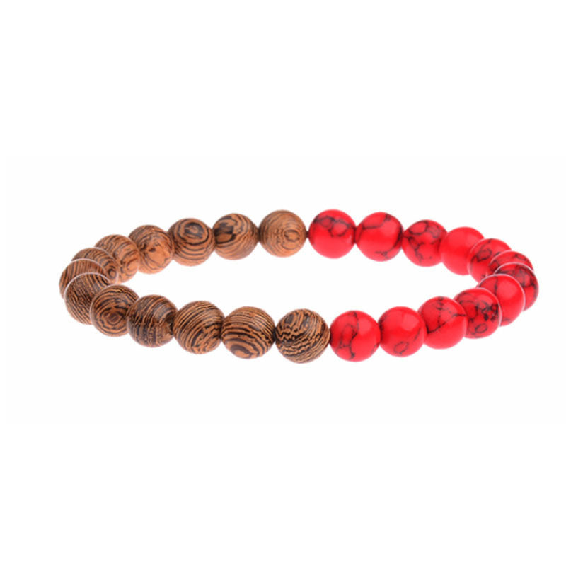 8mm Wooden Mixed Crystal Bead Bracelets