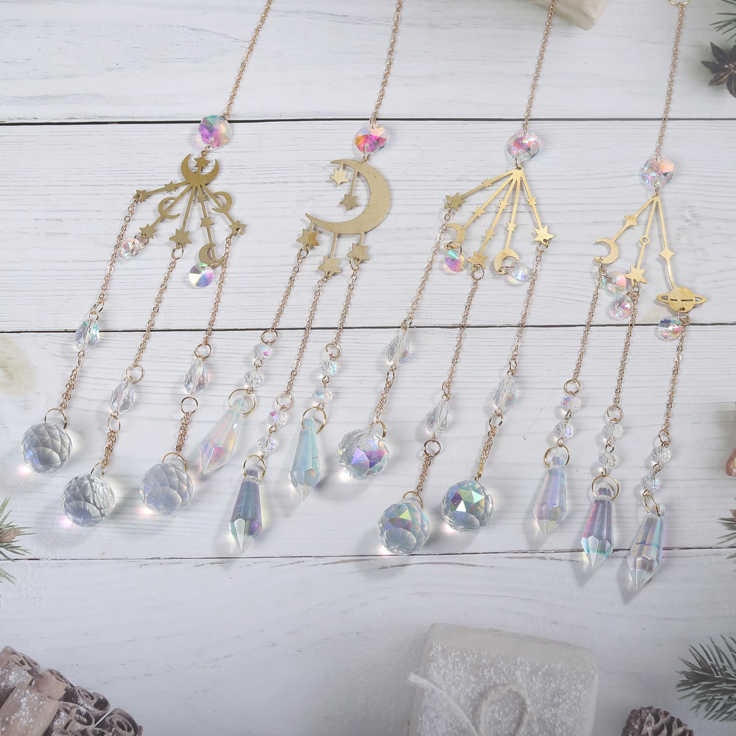 Rainbow Golden Color Suncatcher Ornaments