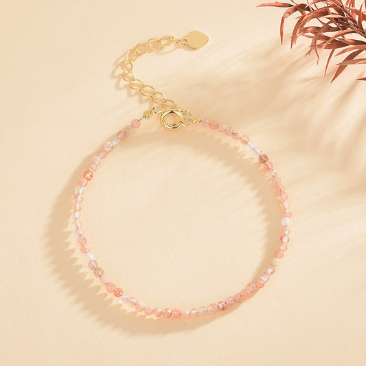 Gold Strawberry Quartz 2.5mm Facet Bracelets