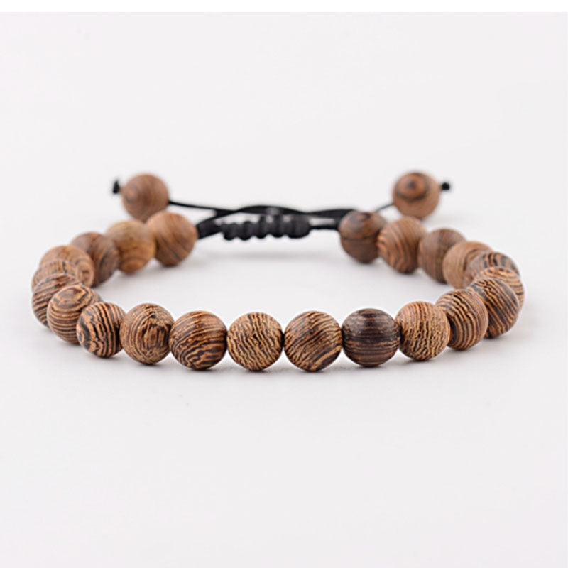 8mm Wooden Mixed Crystal Bead Bracelets