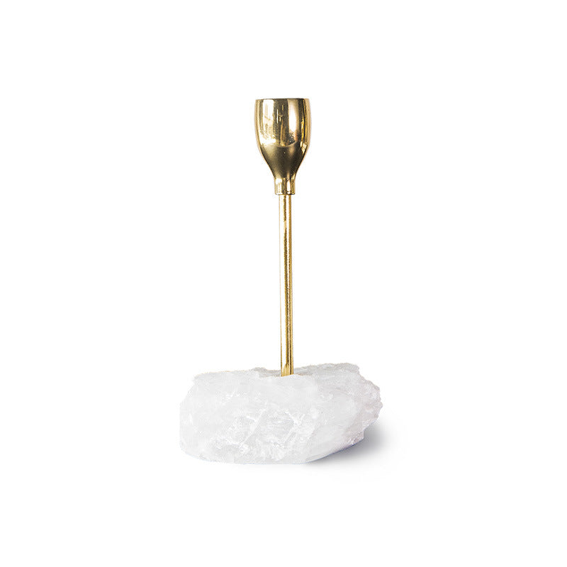 Selenite Rough Stone Pure Cooper Candle Holder Table Ornaments