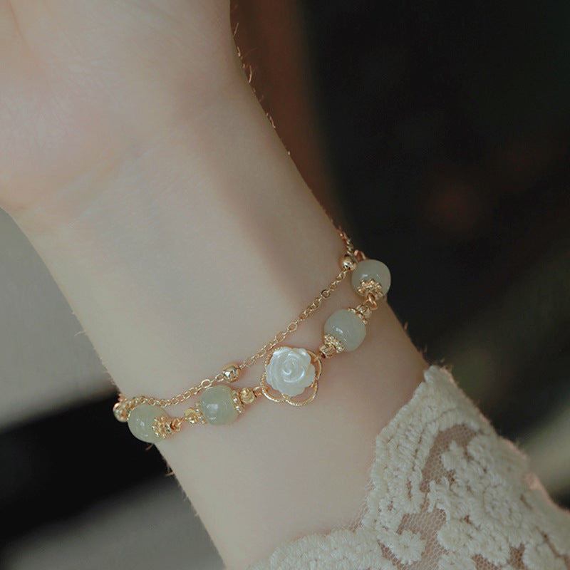 Spring Rose Hetian Jade Bracelets