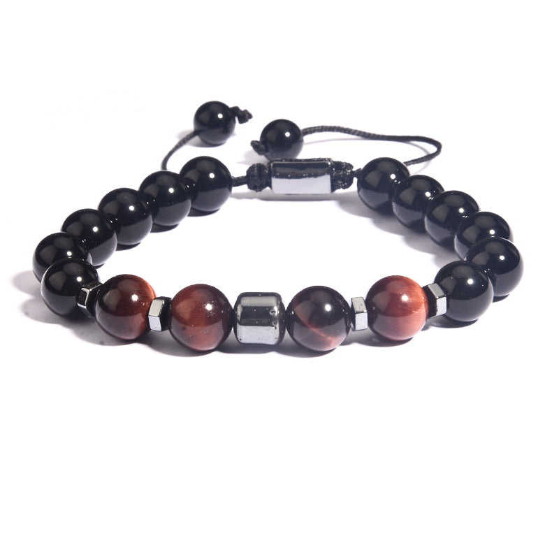 10mm Multi Color Tiger Eye Bead Bracelets with Braided Rope