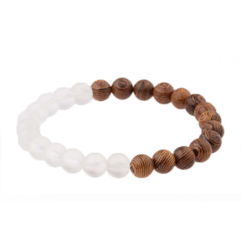 8mm Wooden Mixed Crystal Bead Bracelets