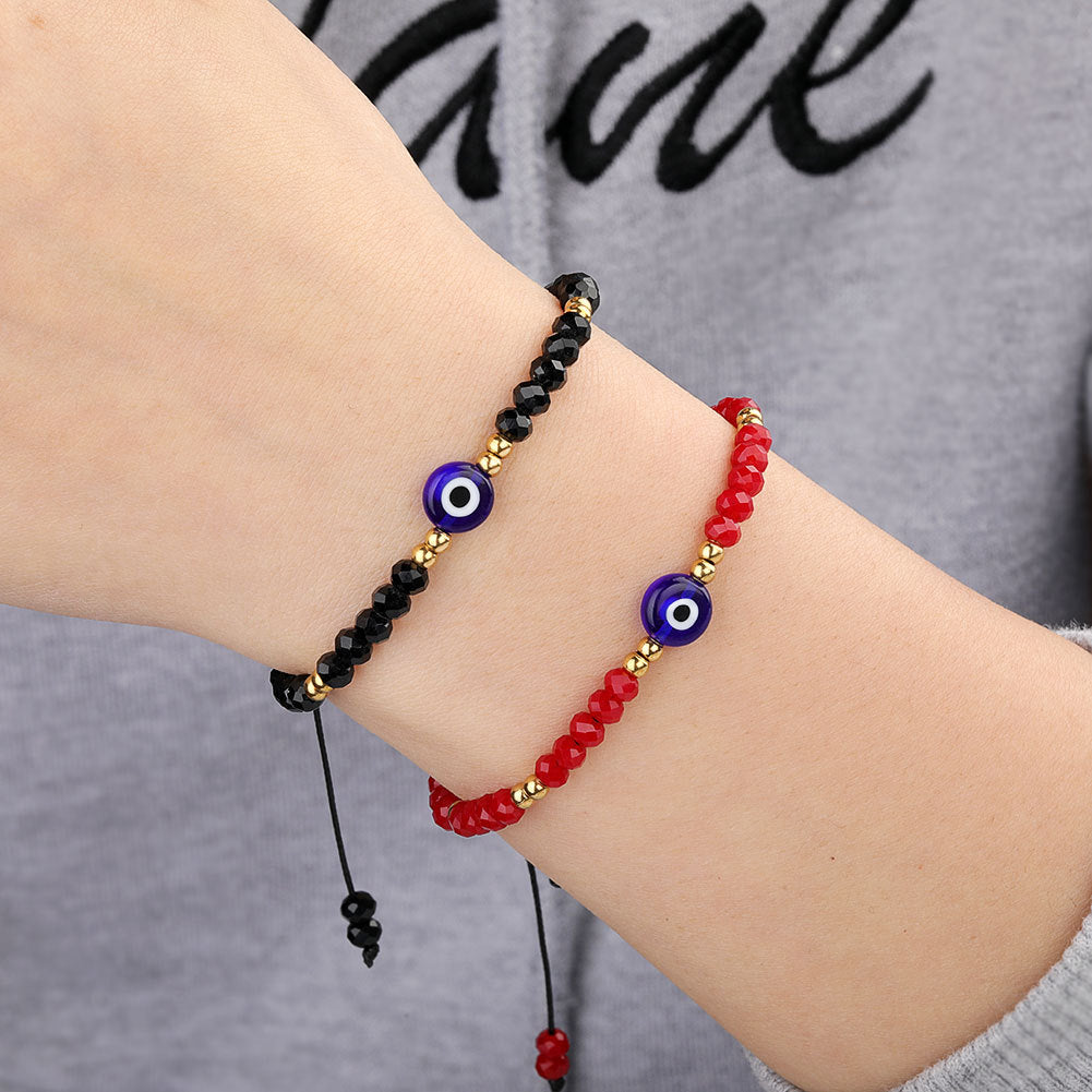 Evil Eye 6mm+4mm Glass Bead Bracelets