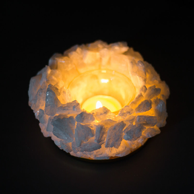 Selenite Wand Gravel Candle Holder Bedside Ornaments