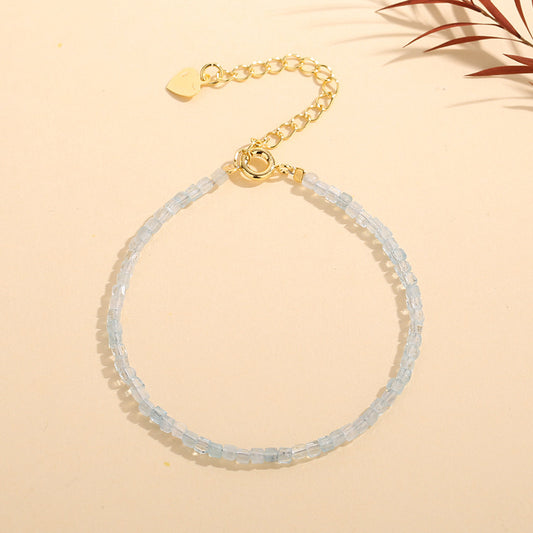 Aquamarine Cube Shape 2.5mm Facet Bracelets