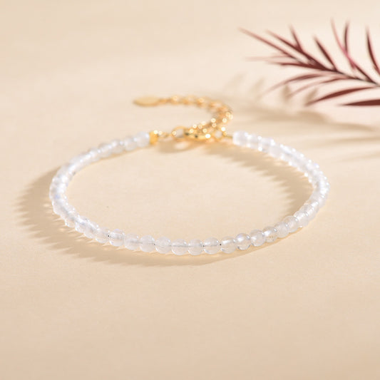 Natural Blue Moonstone 3mm Bead Facet Bracelets