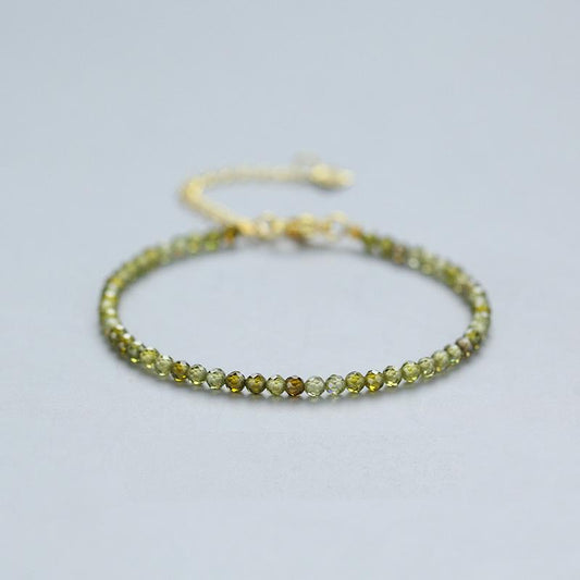 Green/White Zircon Round 3mm Facet Faceted Bracelet
