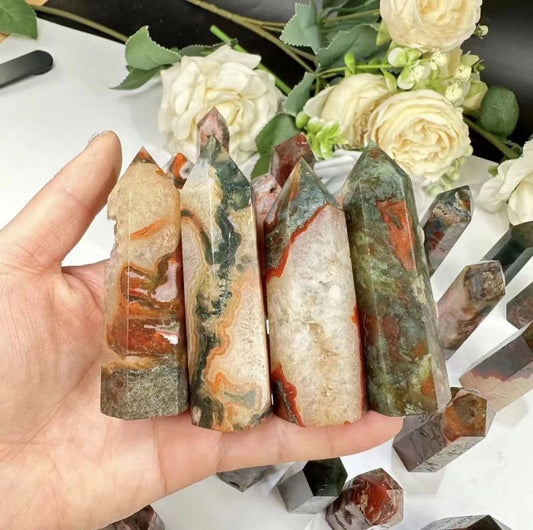 Red Moss Agate Point Wands