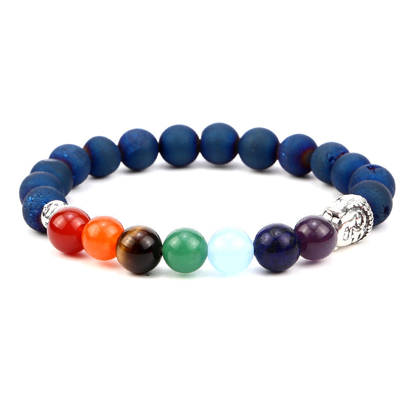 8mm Buddha Head 7 Chakra Crystal Bead Bracelets