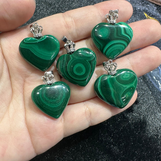 Malachite Heart Pendants