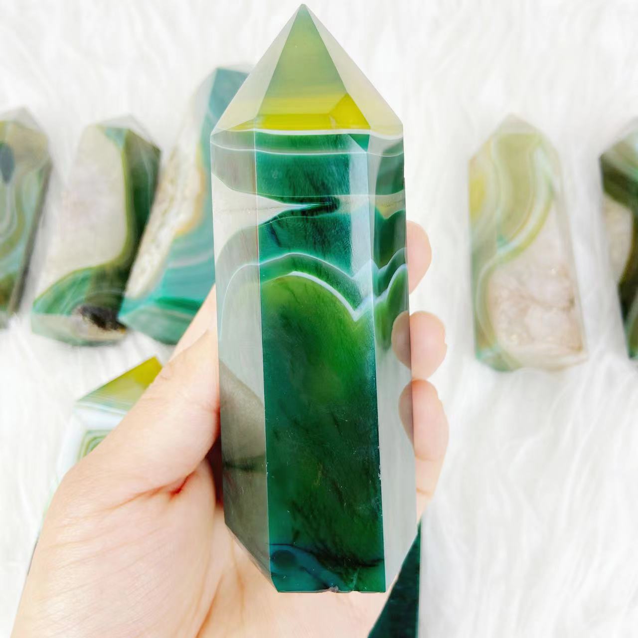 Green Agate Point Wands
