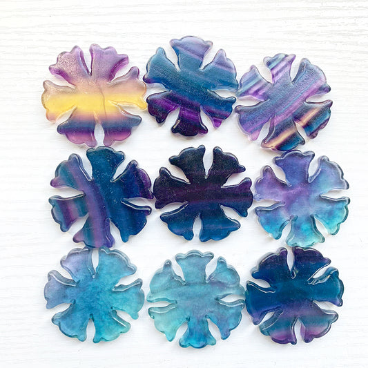 Fluorite Snowflake Carvings