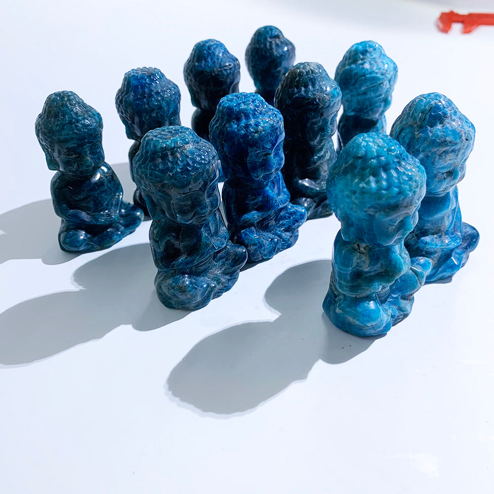 Blue Apatite Buddha Carvings