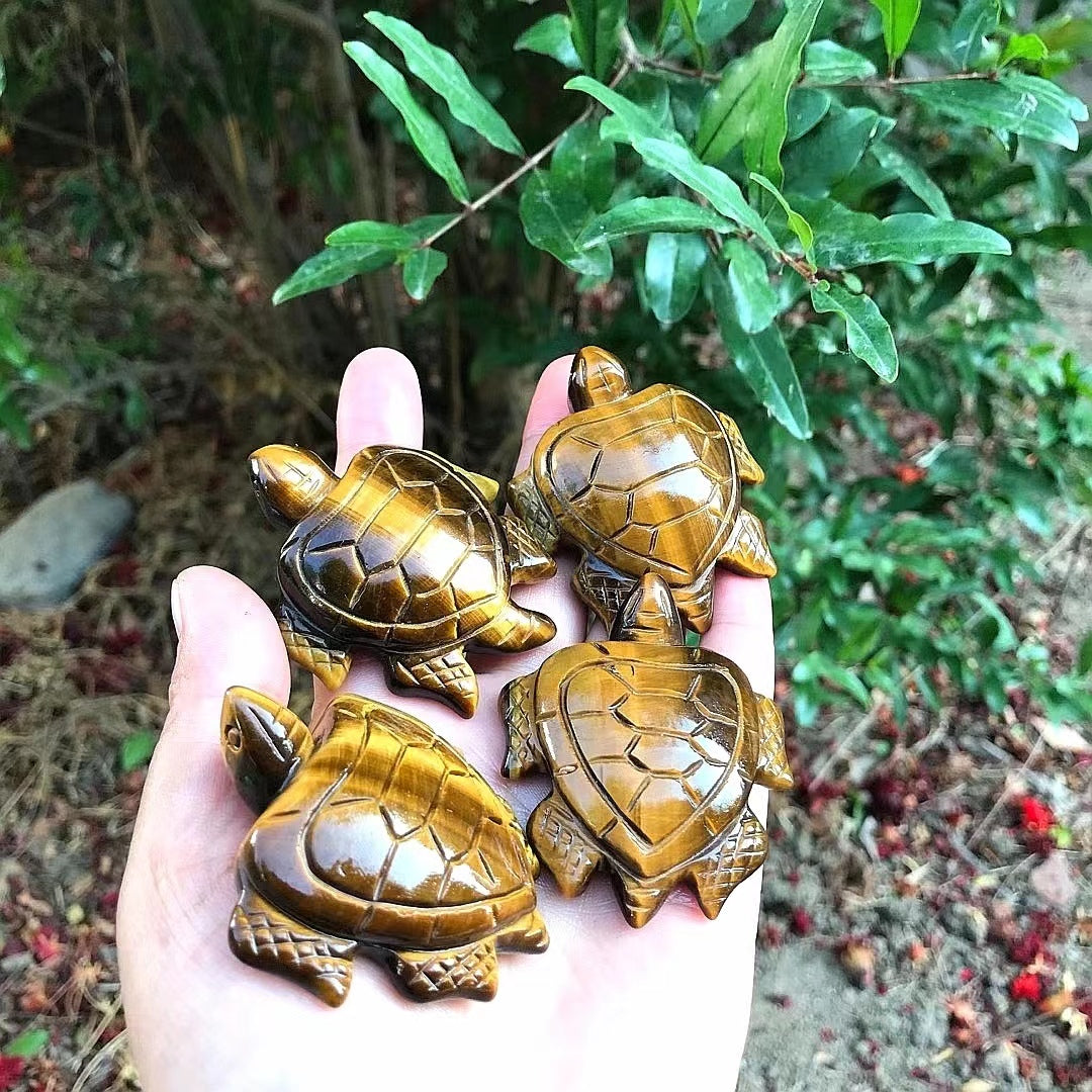 Tiger Eye Sea Turtle Carvings