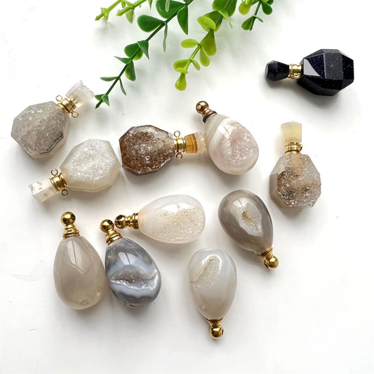 Agate Cluster Crystal Perfume Bottle Pendants