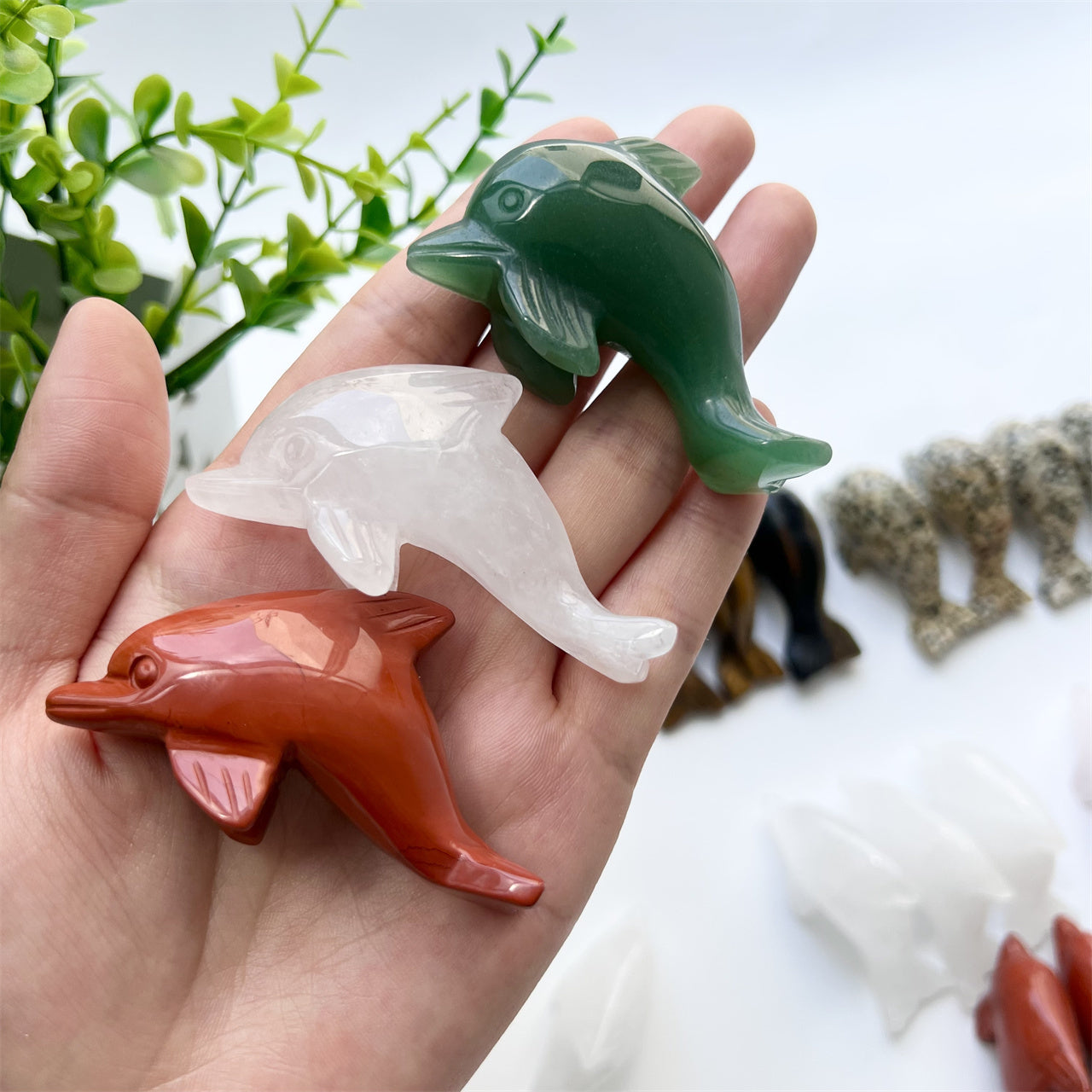 2.5 inch Crystal Dolphin Carvings