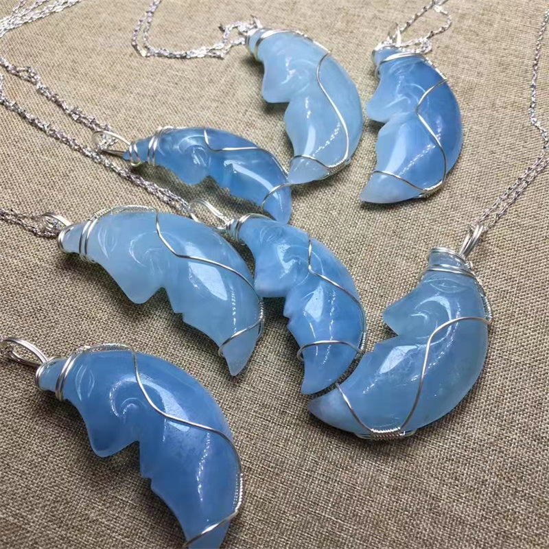 Aquamarine Moon Pendants