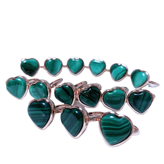 Malachite Heart Rings