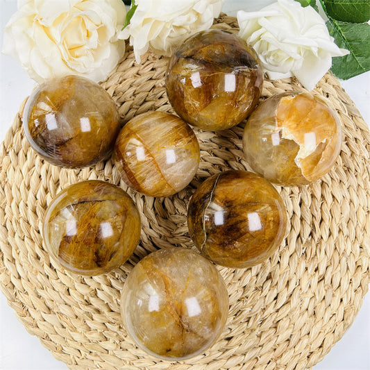 Yellow Fire Quartz Hematoid Spheres