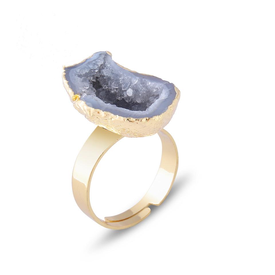 Crystal Druzy Cluster Rings
