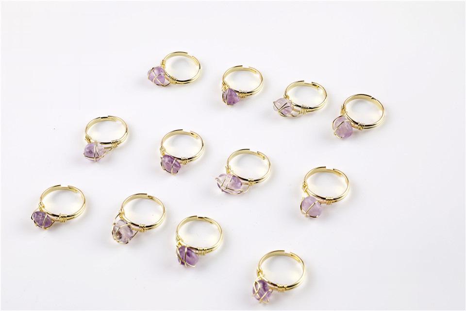 Wire Wrapped Rough Crystal Cooper Rings