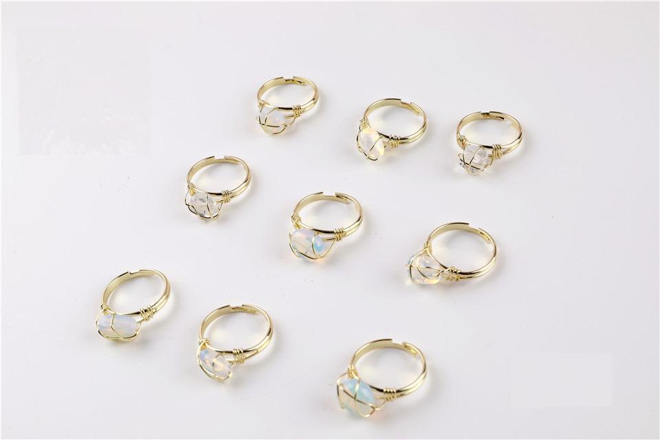 Wire Wrapped Rough Crystal Cooper Rings