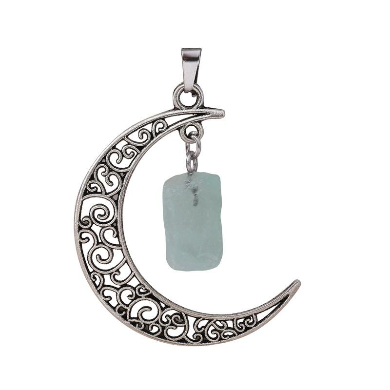 Gothic Rough Crystal Antique Moon Pendants for Necklace