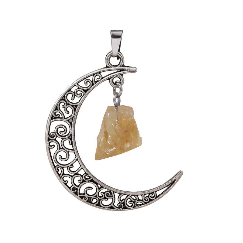Gothic Rough Crystal Antique Moon Pendants for Necklace