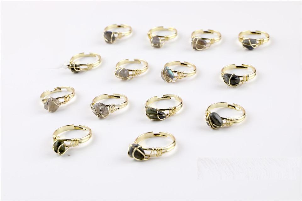Wire Wrapped Rough Crystal Cooper Rings
