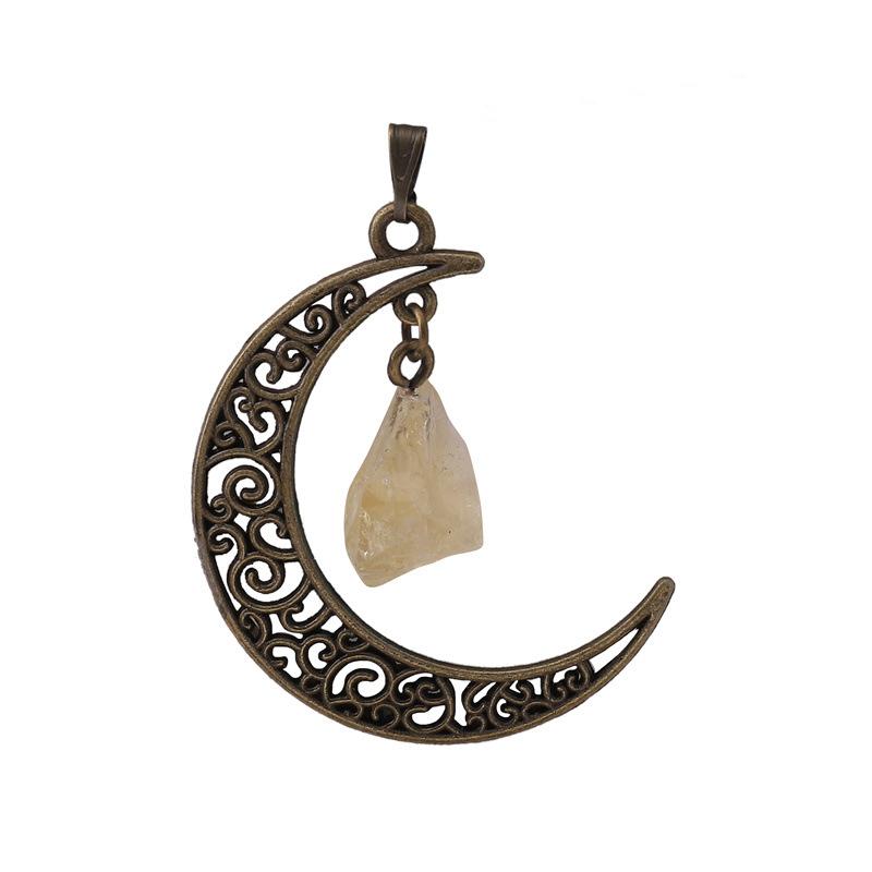 Gothic Rough Crystal Antique Moon Pendants for Necklace