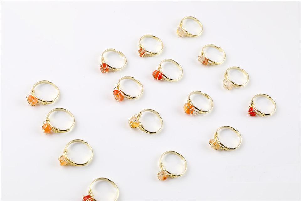 Wire Wrapped Rough Crystal Cooper Rings