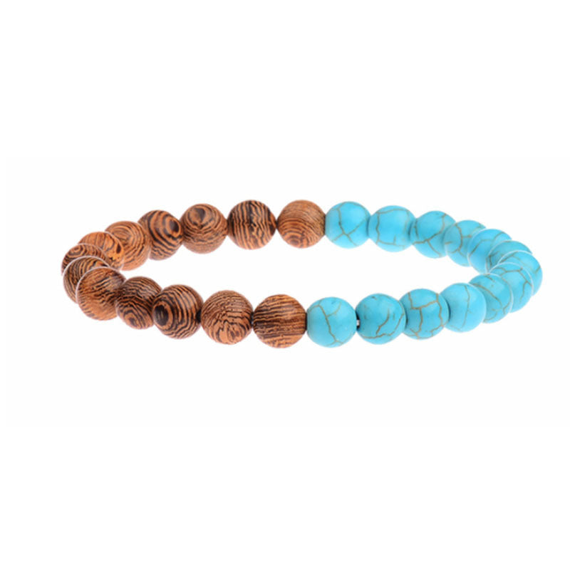 8mm Wooden Mixed Crystal Bead Bracelets
